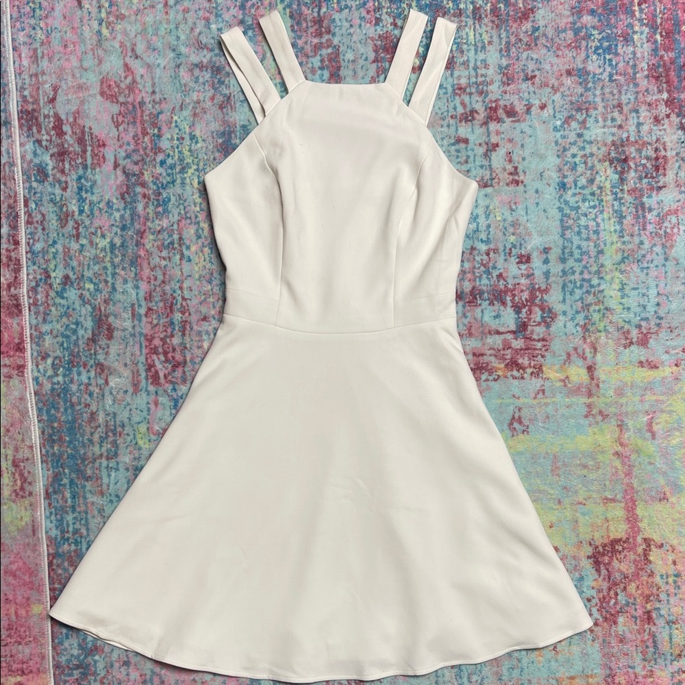 French Connection White Double-Strap Fit & Flare Dress